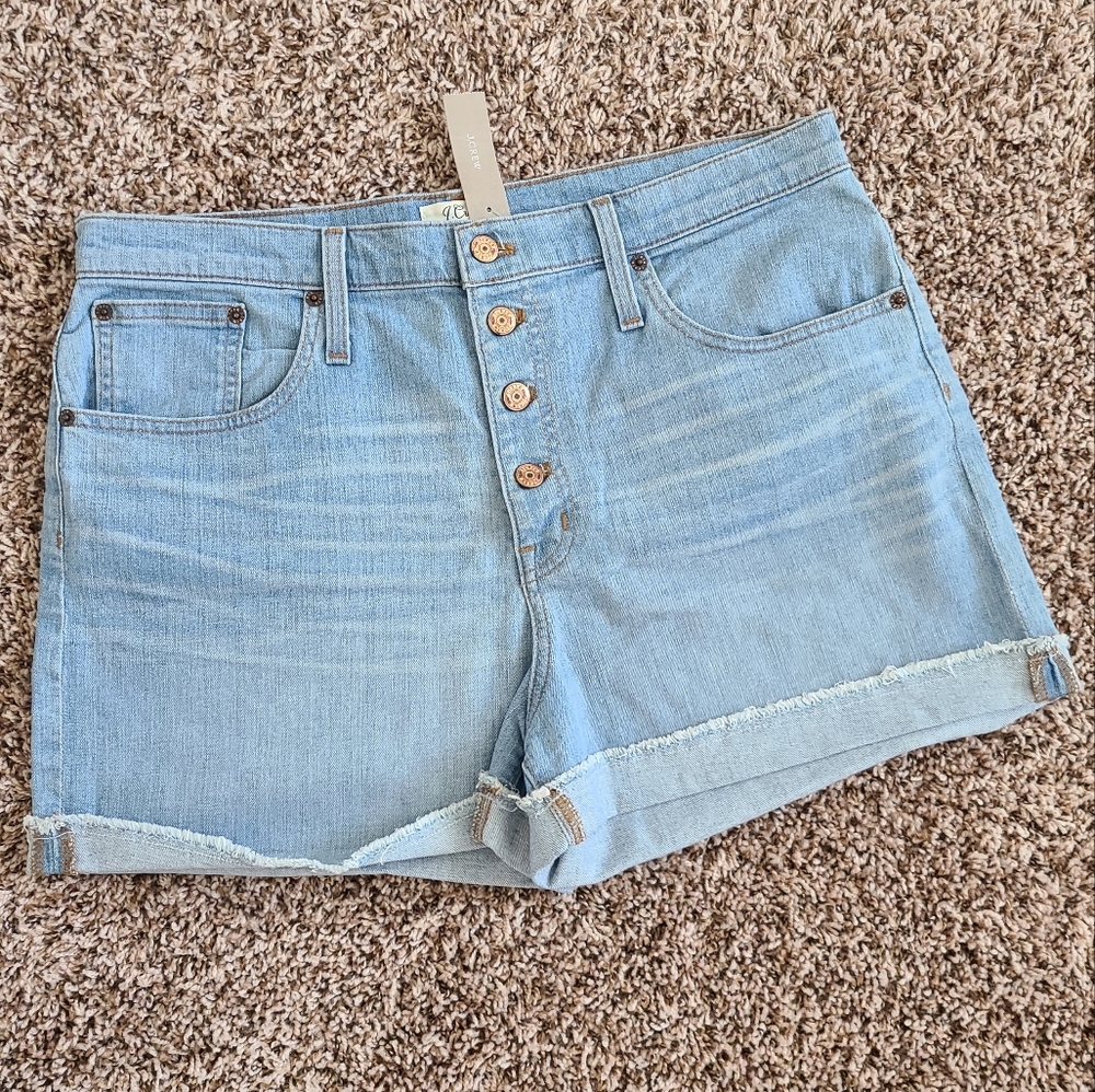 NWT J. Crew High-rise Denim Short With Button Fly Light Wash 32